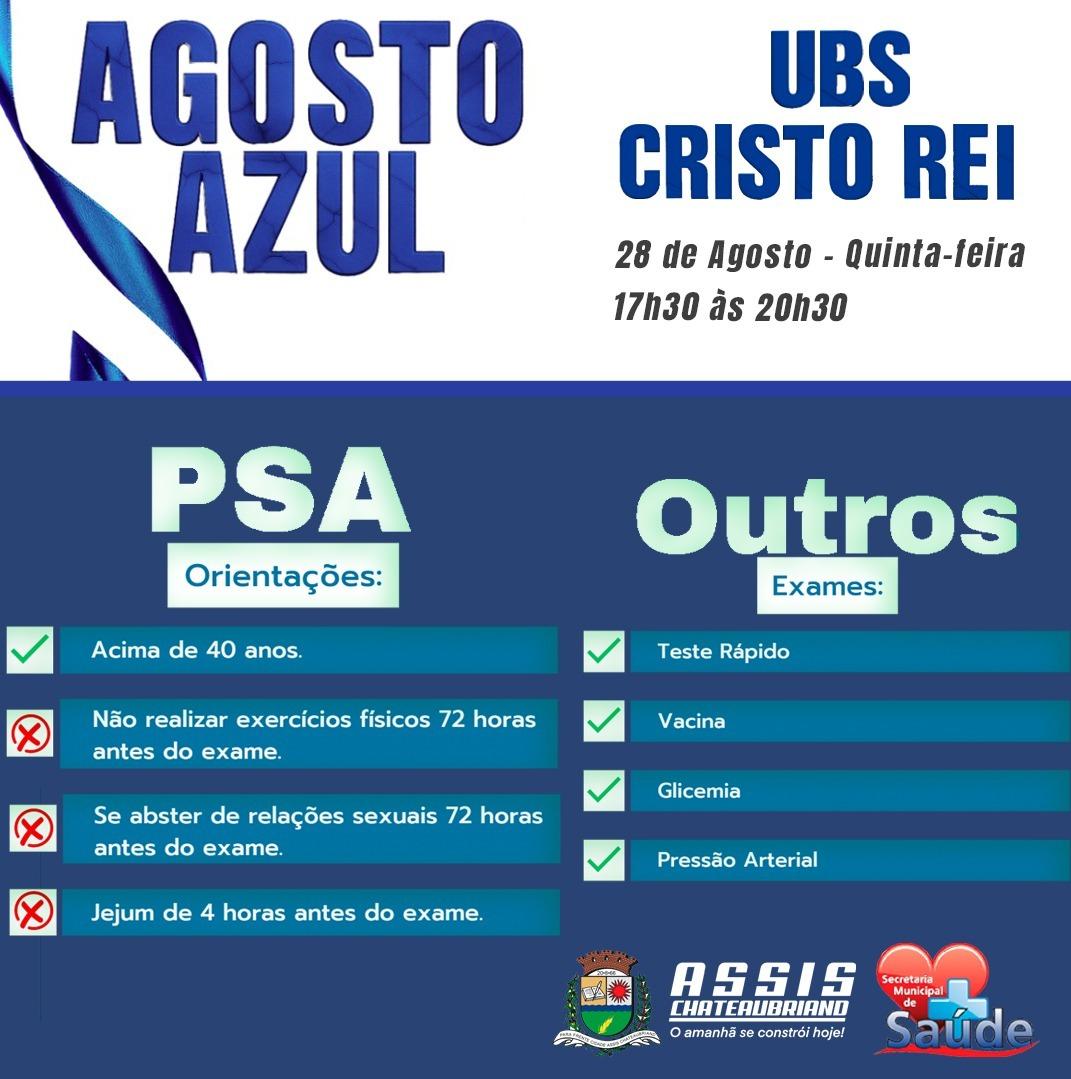 Campanha Agosto Azul: Ações  nas UBS de Terra Nova e Cristo Rei  nesta quinta-feira, dia 28