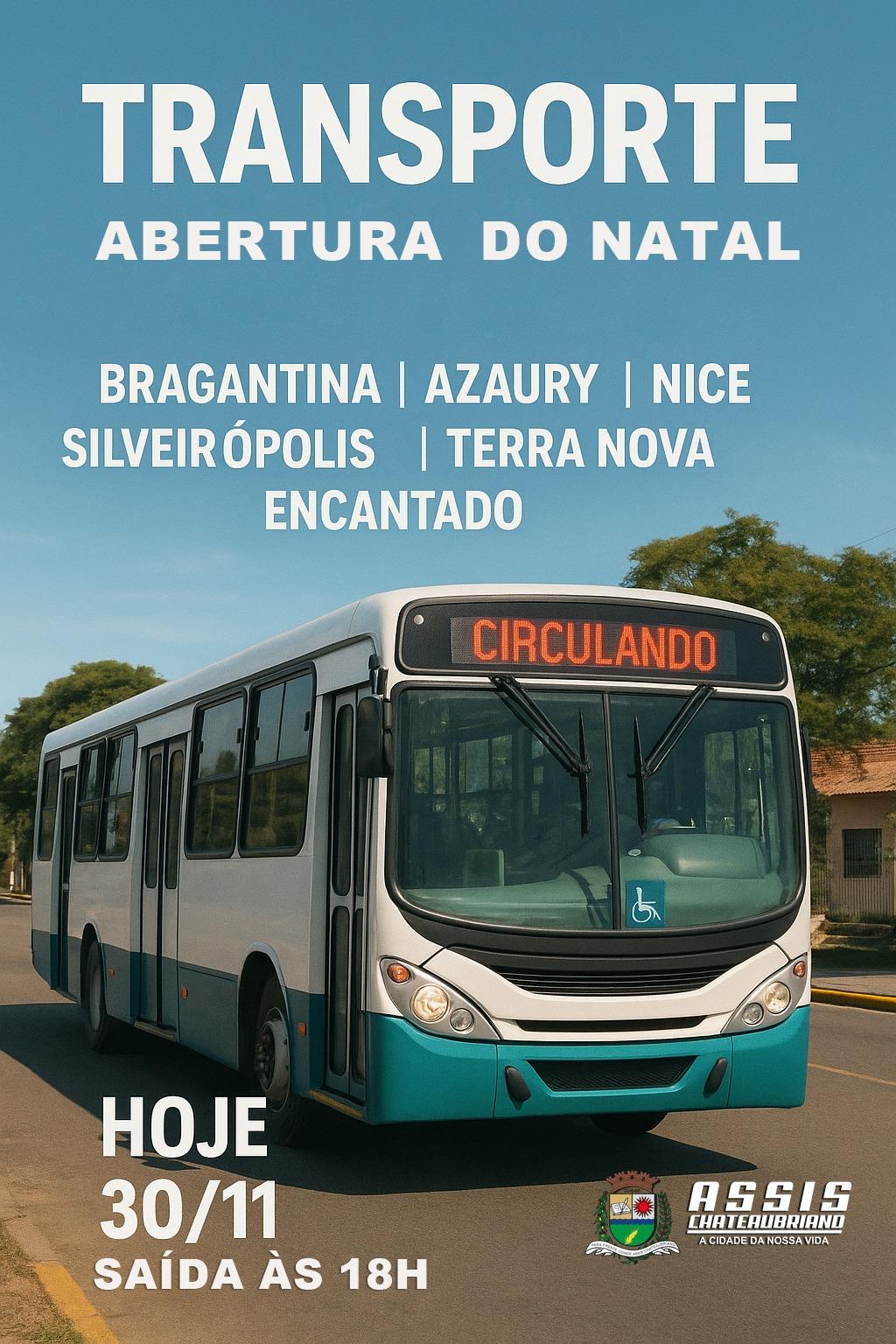 Transporte gratuito para abertura do Natal Luz 2025 em Assis Chateaubriand