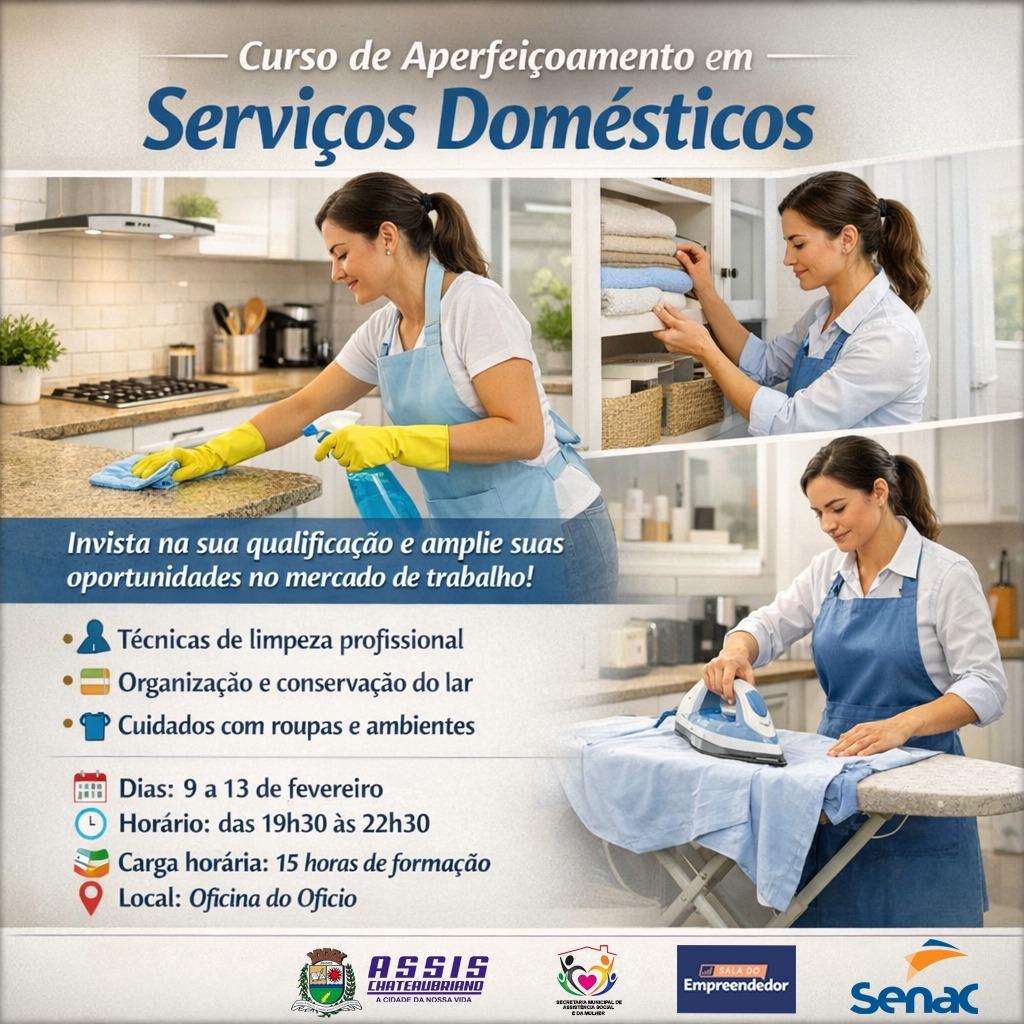 Em Assis Chateaubriand: Prefeitura abre inscrições para curso gratuito de serviços domésticos