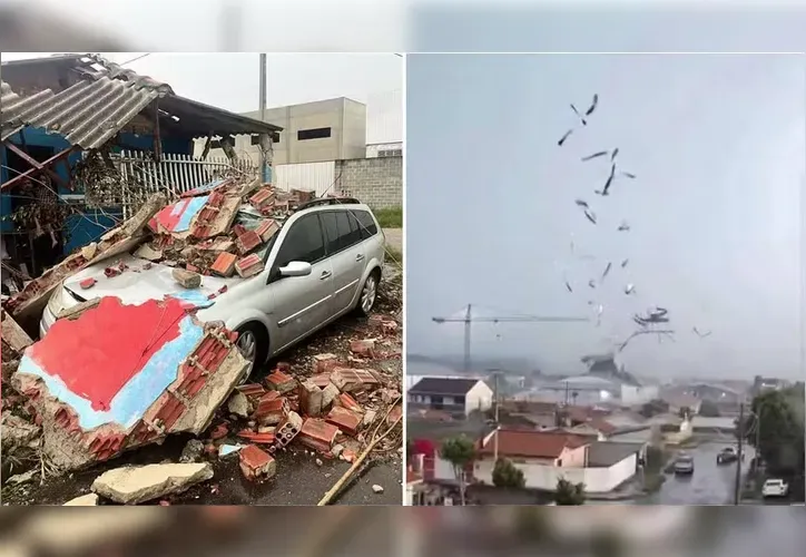 Tornado no PR destrói carros e destelha mais de 200 casas; confira os estragos