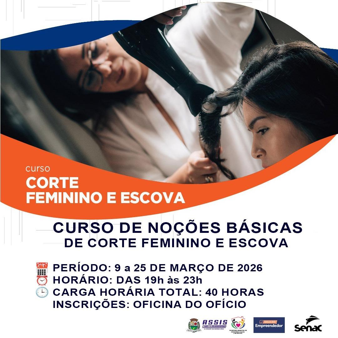 Curso gratuito de Corte Feminino e Escova é oferecido em Assis Chateaubriand