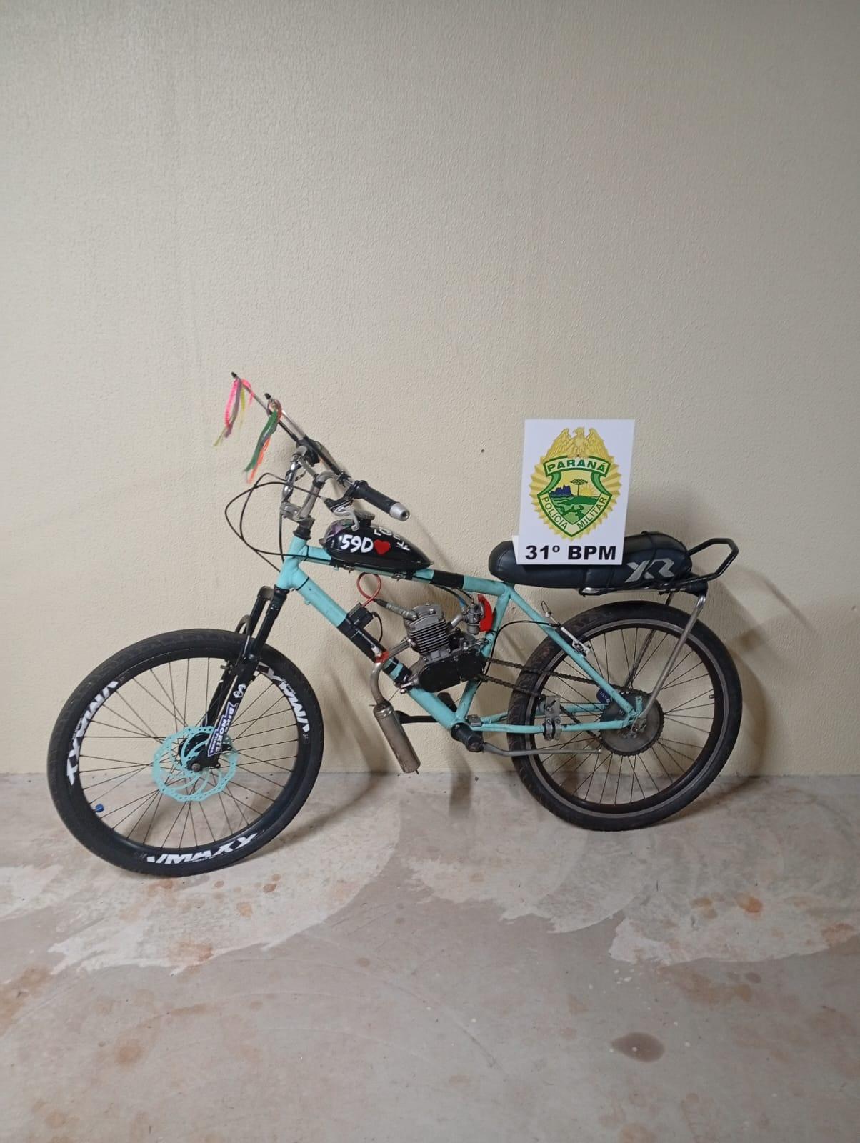 Em Jesuítas PM apreende bicicleta motorizada