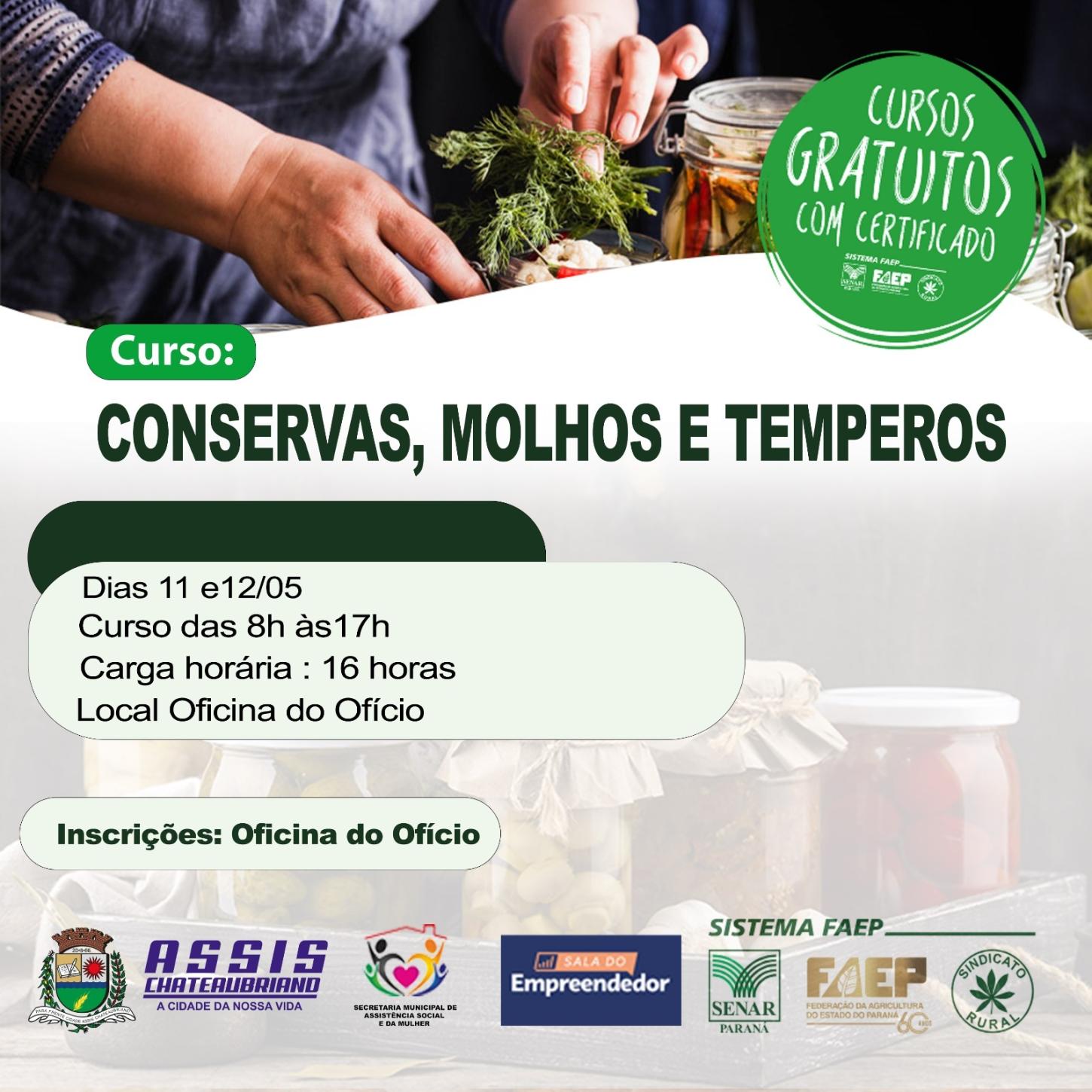 Estão abertas inscrições para dois cursos gratuitos voltados à culinária